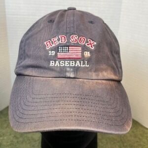 Boston Red Sox Baseball Cap Gray American Flag Adjustable One Size Fits All Hat